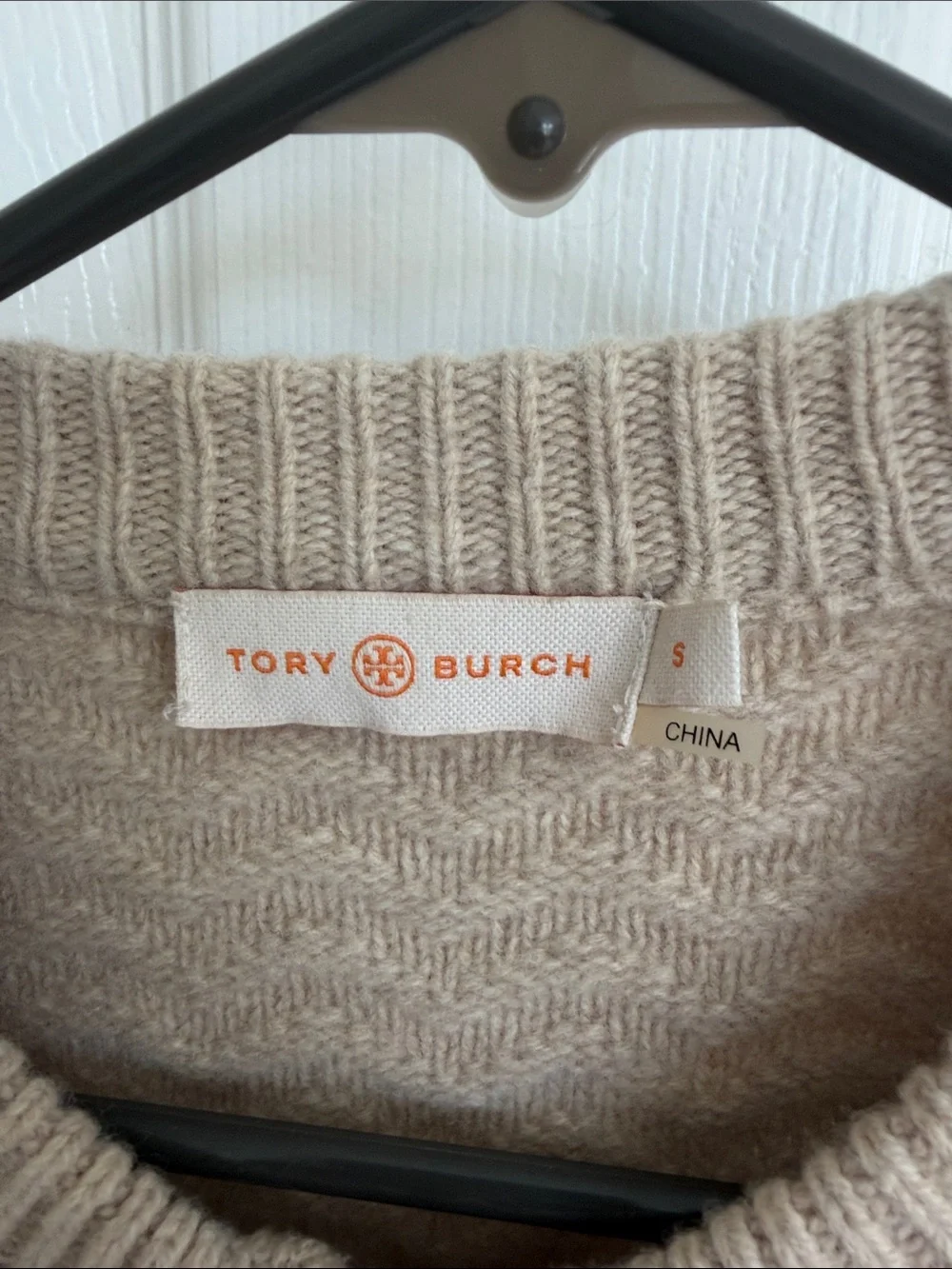 Tory Burch 100% Wool Zip Cardigan Sweater Leather Elbow Patches S
